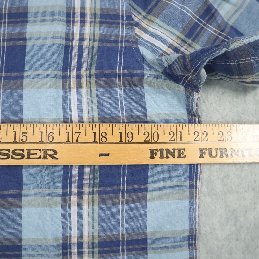Banana Republic Linen-Blend Shirt‎ Mens M Blue Plaid Modern Summer Casual Beach - Picture 5 of 7
